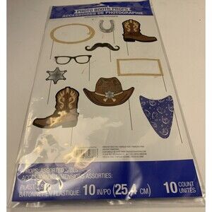Blue Bandana Cowboy Theme Party Props (10 Piece), Multi Sizes, Multicolor NEW